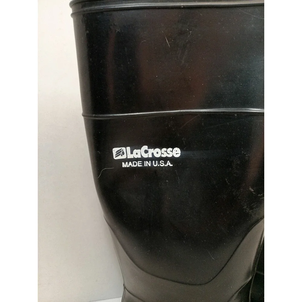 LaCrosse Men Black Rubber Rain Boots Made in USA Waterproof Work Size 7